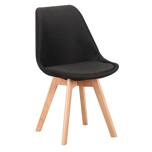 Καρέκλα Τραπεζαρίας Ξύλινη 4 Τμχ Billy Black Ύφασμα 49x55x83