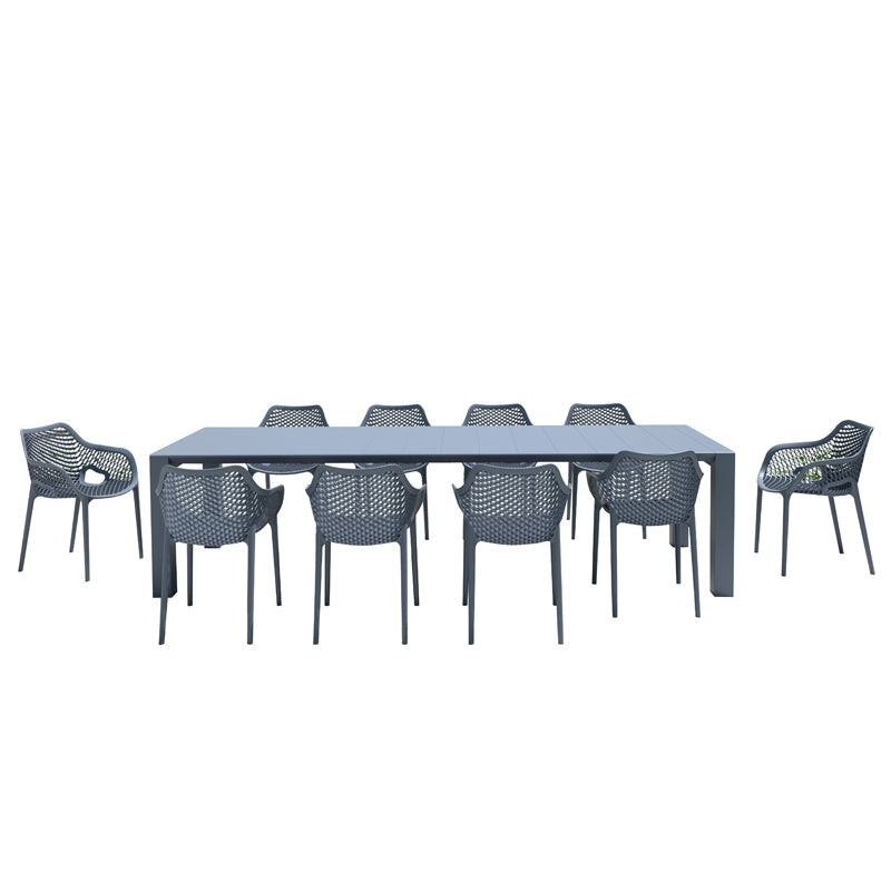 Σετ Τραπεζαρίας 11 Τμχ Vegas-Air XL Dark Grey 100x260/300x75