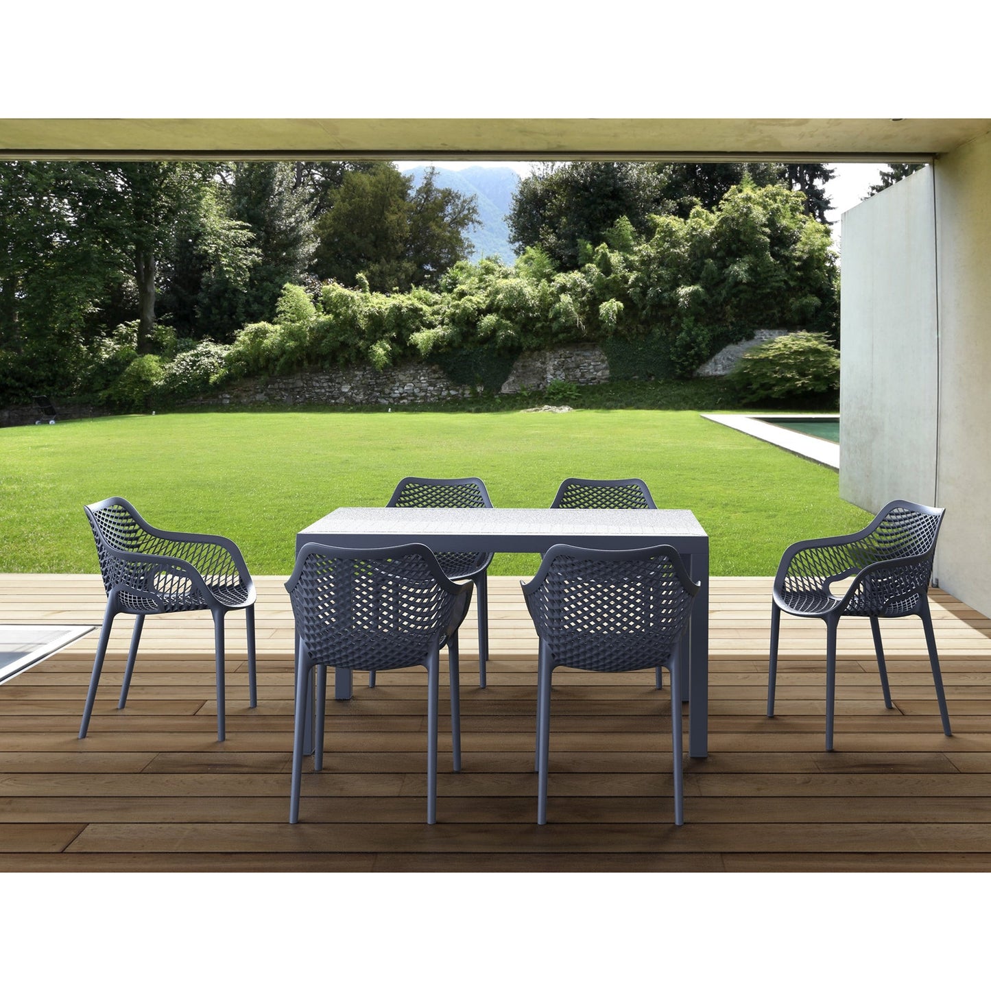 Σετ Τραπεζαρίας 7 Τμχ Ares-Air XL Dark Grey 140x80x75
