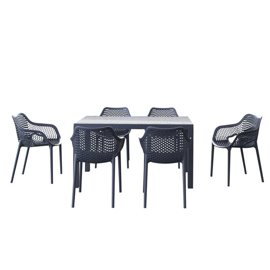 Σετ Τραπεζαρίας 7 Τμχ Ares-Air XL Dark Grey 140x80x75