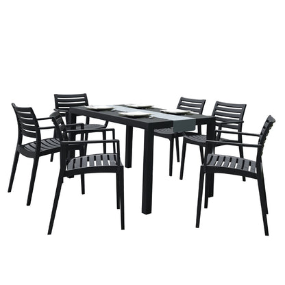 Σετ Τραπεζαρίας 7 Τμχ Ares-Artemis Black 140x80x75