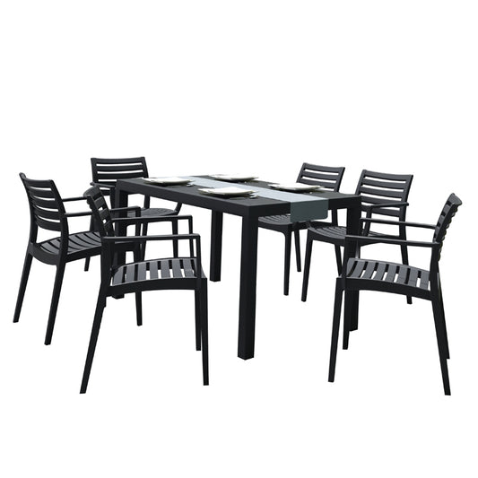 Σετ Τραπεζαρίας 7 Τμχ Ares-Artemis Black 140x80x75