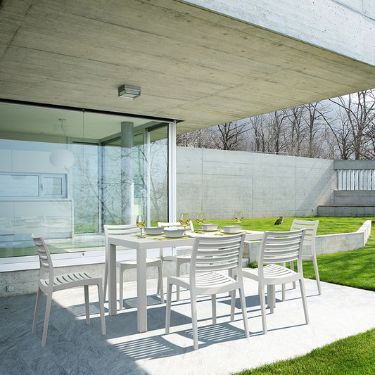 Σετ Τραπεζαρίας 7 Τμχ Ares White 140x80x75
