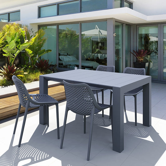 Σετ Τραπεζαρίας 5 Τμχ Vegas-Air Dark Grey 100x100/140x75