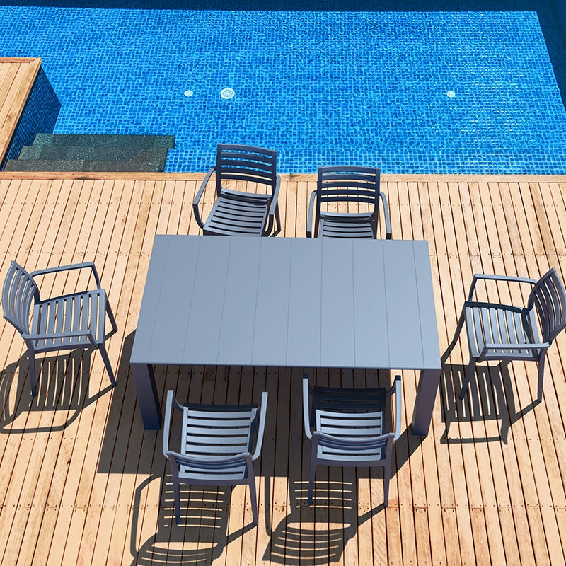 Σετ Τραπεζαρίας 7 Τμχ Vegas-Artemis Dark Grey 100x180/220x75