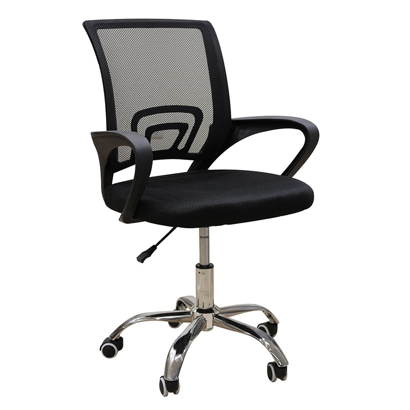 A1850 S CHROME/BLACK MESH OFFICE ARMCHAIR 62x52x43-84/50-93