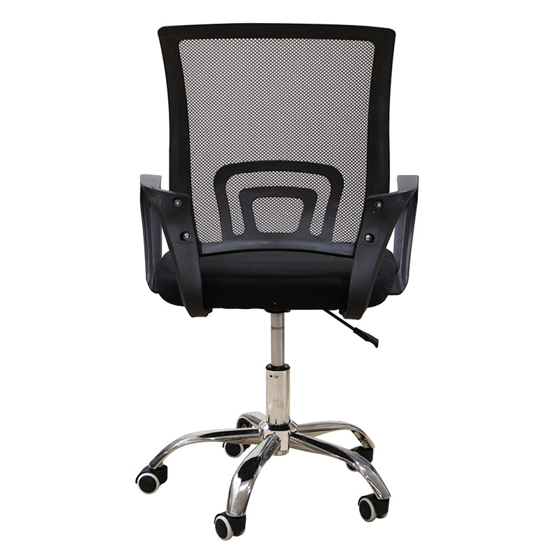 A1850 S CHROME/BLACK MESH OFFICE ARMCHAIR 62x52x43-84/50-93