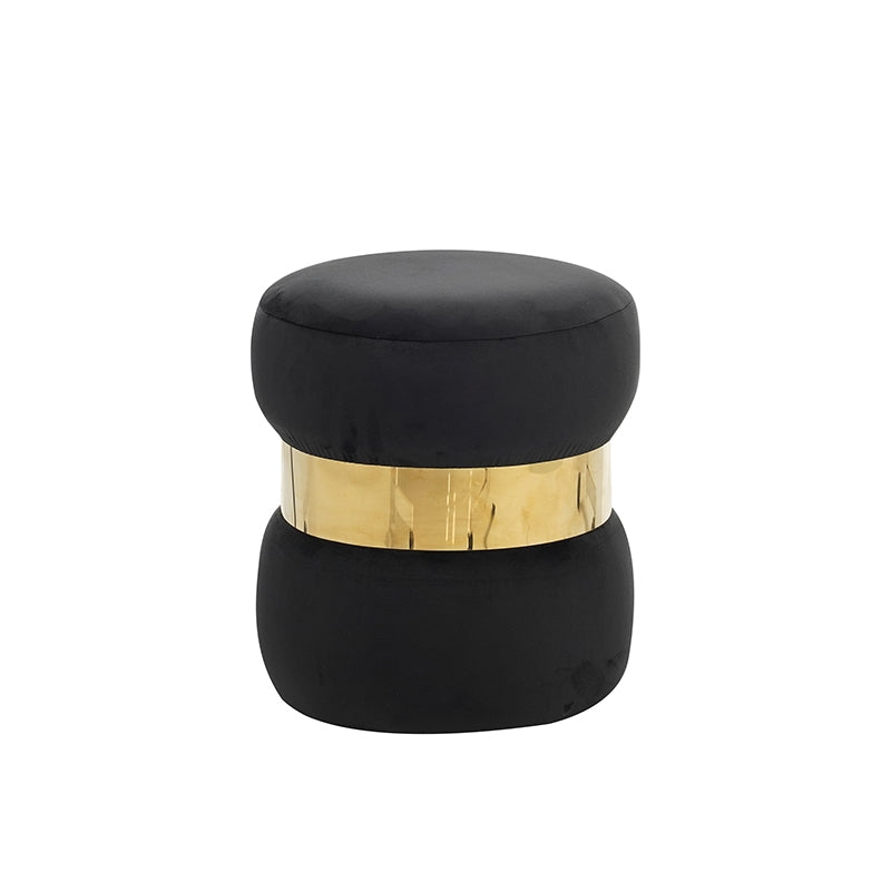 LINDA/R STOOL BLACK VELVET FABRIC Ø37x43