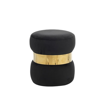 LINDA/R STOOL BLACK VELVET FABRIC Ø37x43