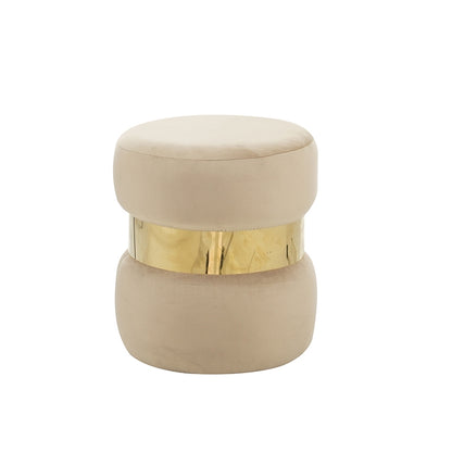 LINDA/R STOOL BEIGE VELVET FABRIC D37x43