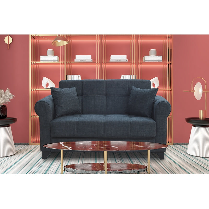 AZUR DARK GREY ΥΦΑΣΜΑ 2ΘΕΣΙΟΣ ΚΑΝΑΠΕΣ/ΚΡΕΒΑΤΙ ΜΕ ΑΠΟΘ. ΧΩΡΟ 150x80x75