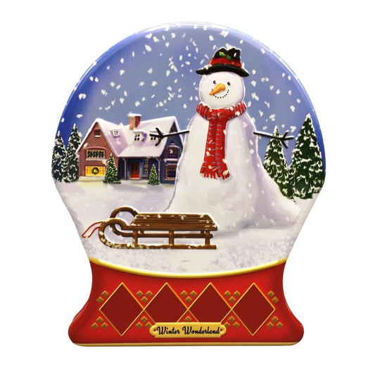 Κoυτί Μεταλλικό Μπάλα με Χιονάνθρωπο 16x19εκ