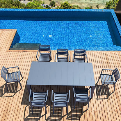 Σετ Τραπεζαρίας 9 Τμχ Vegas-Artemis Dark Grey 100x180/220x75