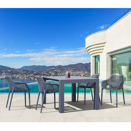 Σετ Τραπεζαρίας 5 Τμχ Vegas-Air XL Dark Grey 100x100/140x75