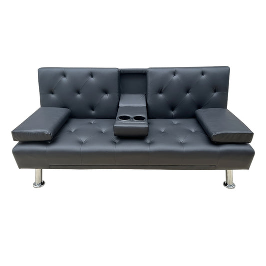 REST BLACK PU ΚΑΝΑΠΕΣ-ΚΡΕΒΑΤΙ 168x88x79
