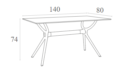 AIR TABLE BLACK LAMINATE 140x80x74
