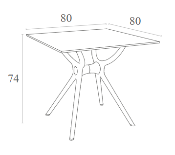 AIR TABLE BLACK LAMINATE 80x80x74