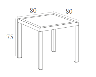 ARES BLACK POLYPROPYLENE TABLE 80x80x75