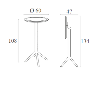SKY BLACK BAR FOLDING TABLE Ø60x108