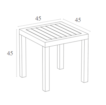 OCEAN TAUPE POLYRATTAN TABLE 45x45x45