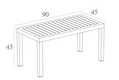 OCEAN WHITE PLASTIC TABLE 90x45x45