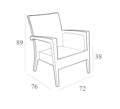 MIAMI BROWN ARMCHAIR POLYPROPYLENE 72x76x89