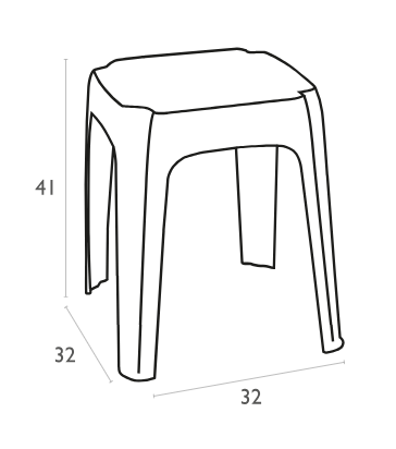 LUNA WHITE STOOL 32x32x41