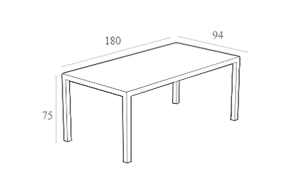 TAHITI DARK GREY ΤΡΑΠΕΖΙ ΜΕ ΤΖΑΜΙ ΠΟΛ/ΝΙΟΥ 180x94x75