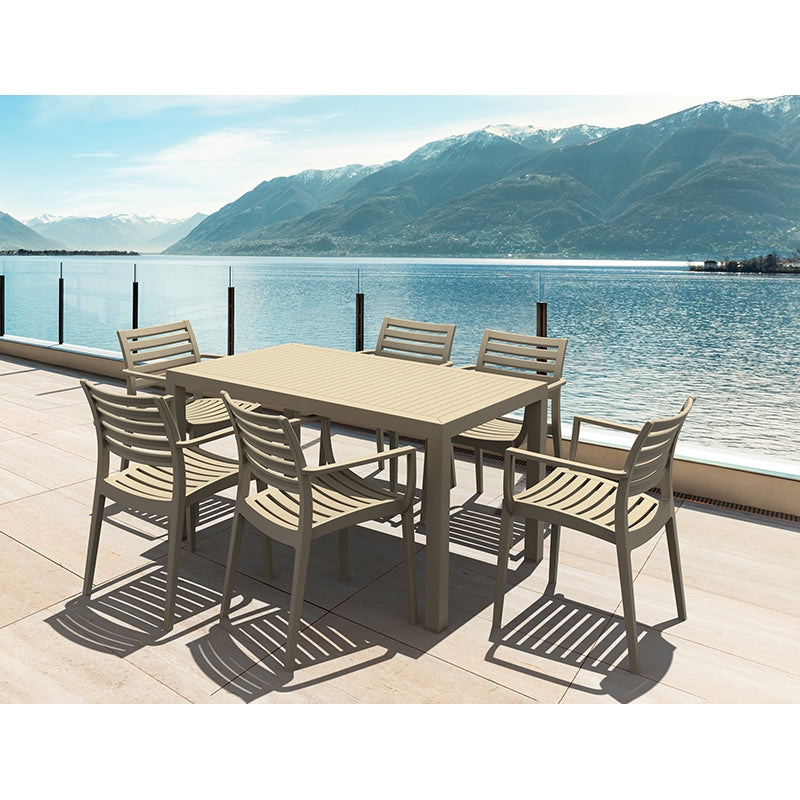 Σετ Τραπεζαρίας 7 Τμχ Ares-Artemis Taupe 140x80x75