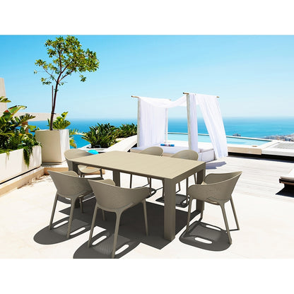 Σετ Τραπεζαρίας 7 Τμχ Vegas-Sky Pro Taupe 100x180/220x75