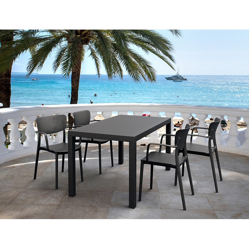 Σετ Τραπεζαρίας 5 Τμχ Ares-Loft Black 140x80x75