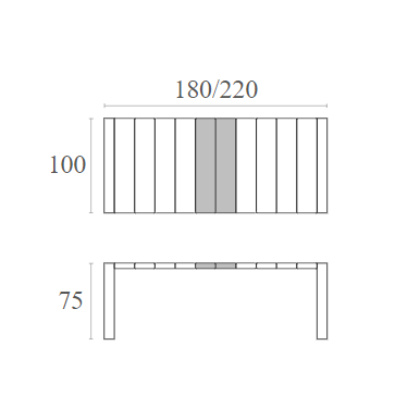 VEGAS DARK GREY ΕΠΕΚΤ. ΤΡΑΠΕΖΙ ΠΟΛ/ΝΙΟΥ 100x180/220x75