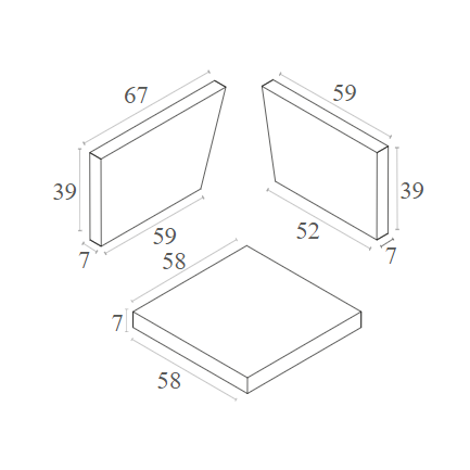 MONACO ΜΑΞΙΛΑΡΙΑ ΣΕΤ 3 ΤΜΧ ΓΙΑ ΓΩΝΙΑ 67x59x39/59x39x7/58x58x7