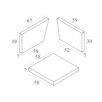 MONACO ΜΑΞΙΛΑΡΙΑ ΣΕΤ 3 ΤΜΧ ΓΙΑ ΓΩΝΙΑ 67x59x39/59x39x7/58x58x7