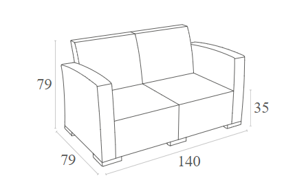 MONACO DARK GREY 2ΘΕΣΙΟΣ ΚΑΝΑΠΕΣ ΠΟΛ/ΝΙΟΥ 140x79x79