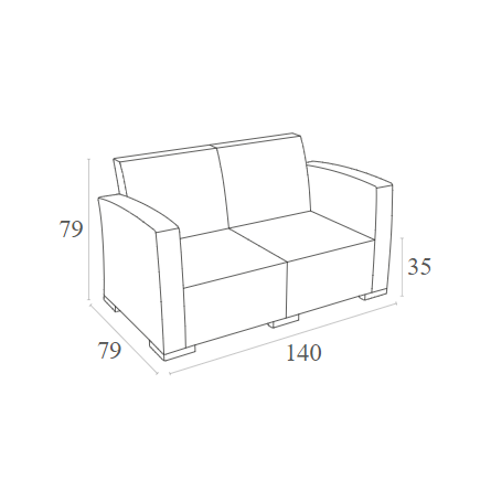 MONACO DARK GREY 2ΘΕΣΙΟΣ ΚΑΝΑΠΕΣ ΠΟΛ/ΝΙΟΥ 140x79x79