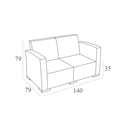 MONACO DARK GREY 2ΘΕΣΙΟΣ ΚΑΝΑΠΕΣ ΠΟΛ/ΝΙΟΥ 140x79x79