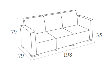 MONACO DARK GREY 3ΘΕΣ. ΚΑΝΑΠΕΣ ΜΕ ΜΑΞ. ΠΟΛ/ΝΙΟΥ 198x79x79