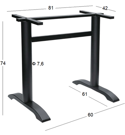 ASTOR LONG/NARROW CAST IRON BASE WITH ADJUSTERS BLACK 60x61x74
