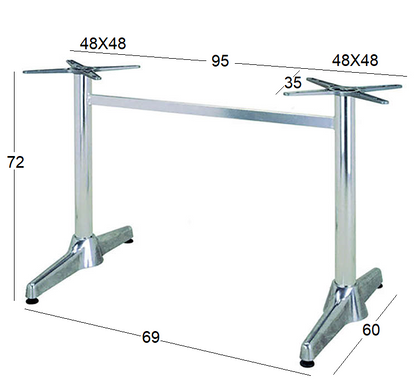RUDO LONG (S/R) ALUMINIUM BASE WITH ADJUSTERS 69x60x72