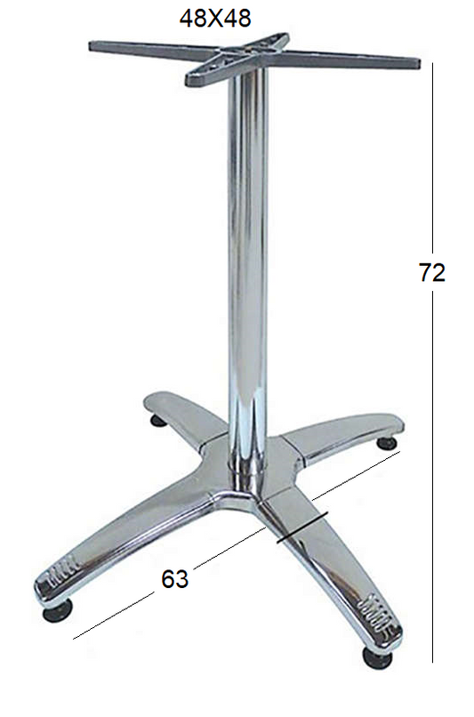 ROMAN 4ΝΥΧΗ (Σ/Ρ) ΒΑΣΗ ΑΛΟΥΜ./INOX ΜΕ ΡΕΓ/ΡΟΥΣ 63x63x72