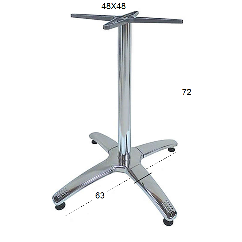 ROMAN 4ΝΥΧΗ (Σ/Ρ) ΒΑΣΗ ΑΛΟΥΜ./INOX ΜΕ ΡΕΓ/ΡΟΥΣ 63x63x72