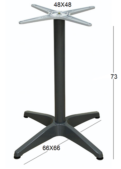 RINA 4-LEG (S/R) DARK GREY ALUMINUM BASE WITH CASTORS 66x66x73