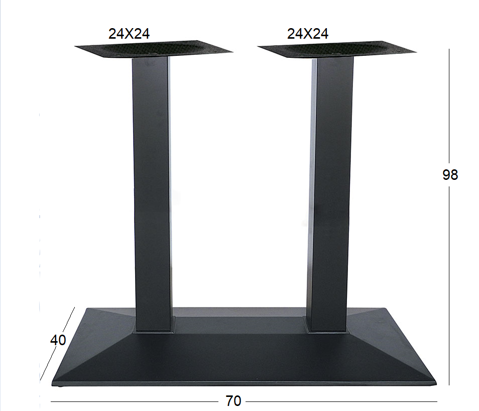 MEDIUM HEIGHT LIMA (B/W) LONG/NARROW METAL BASE WITH ADJUSTERS BLACK 70x40x98