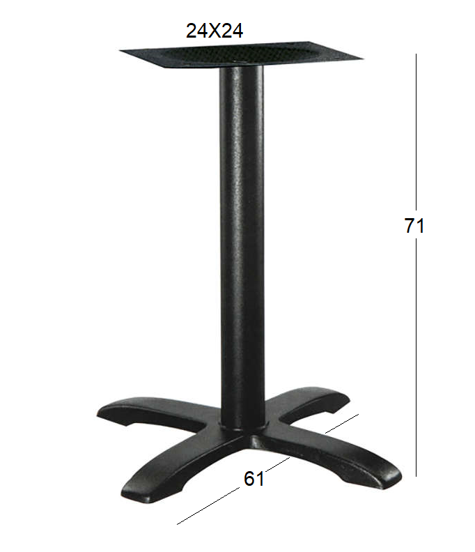 ASTOR 4-LEG (F/R) CAST IRON BASE WITH ADJUSTERS BLACK 61x61x71