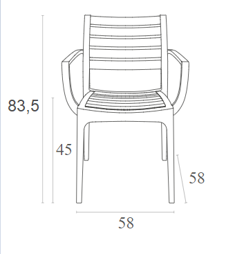 ARTEMIS DARK GREY ARMCHAIR POLYPROPYLENE 58x58x83.5