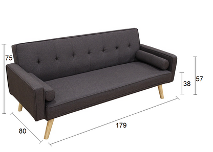 RONY BROWN/GREY ΥΦΑΣΜΑ ΚΑΝΑΠΕΣ-ΚΡΕΒΑΤΙ 179x80x75