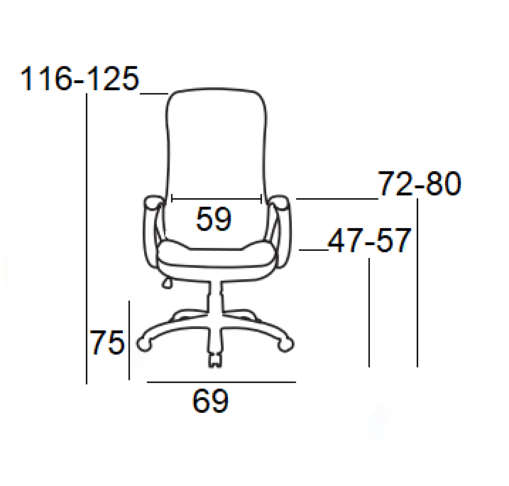 A5200 ΜΑΥΡO PU ΠΟΛΥΘΡΟΝΑ ΓΡΑΦΕΙΟΥ 69X75X47-116/57-125εκ.