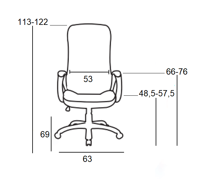 A8970 ΜΑΥΡΗ PU ΠΟΛΥΘΡΟΝΑ ΓΡΑΦΕΙΟΥ 63X69X48.5-113/57.5-122εκ.