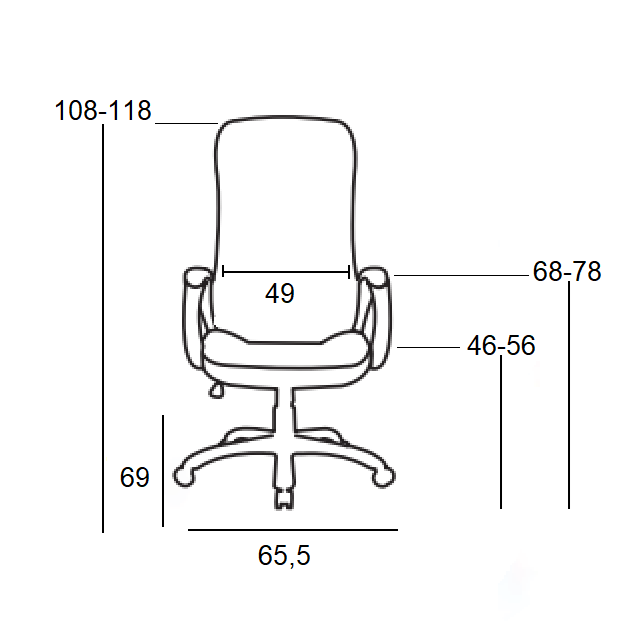 A9110 ΜΑΥΡO PU ΠΟΛΥΘΡΟΝΑ ΓΡΑΦΕΙΟΥ 65.5X69X46-108/56-118εκ.